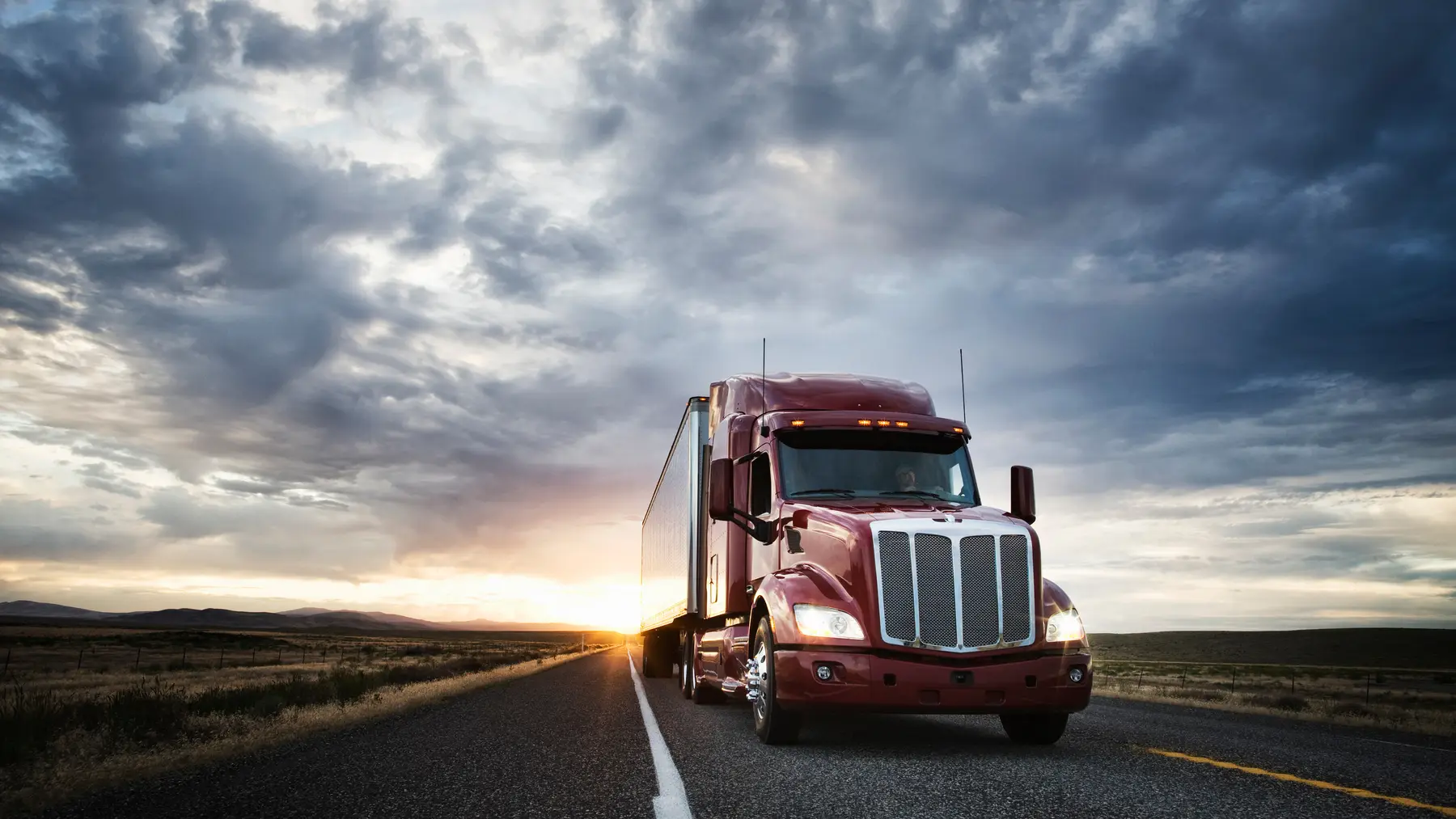 A commercial truck on an open highway